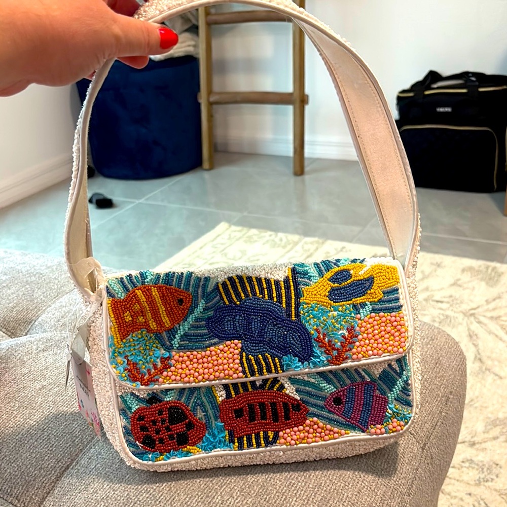 VIRAL Colorful Beaded Fish Design Women's Bag